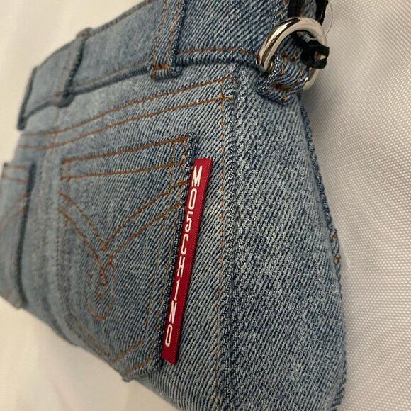 AW23 MOSCHINO Couture Jeremy Scott Denim Shaped Jeans Wristlet Clutch Cotton - Picture 6 of 12